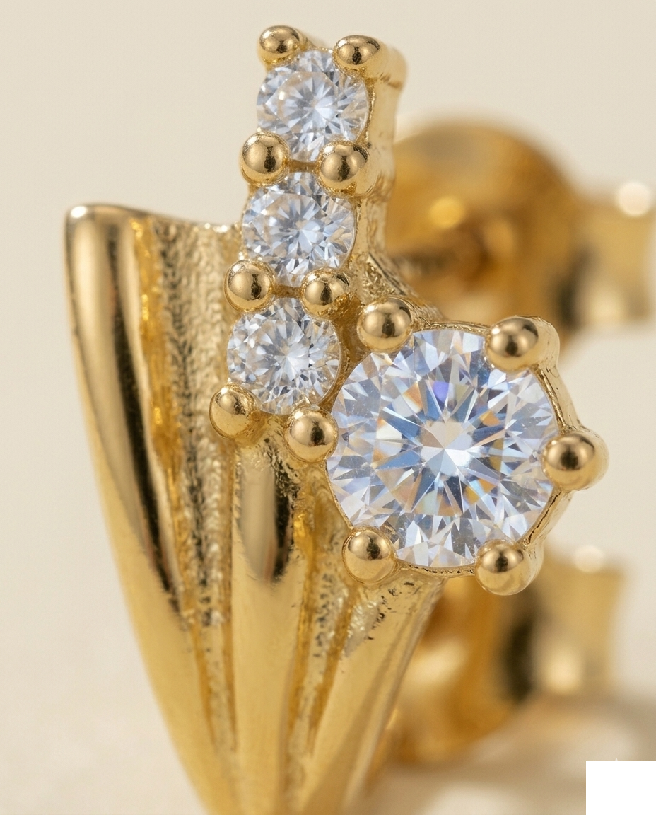 Celeste Spark Gold Plated CZ Stud Earrings for Women