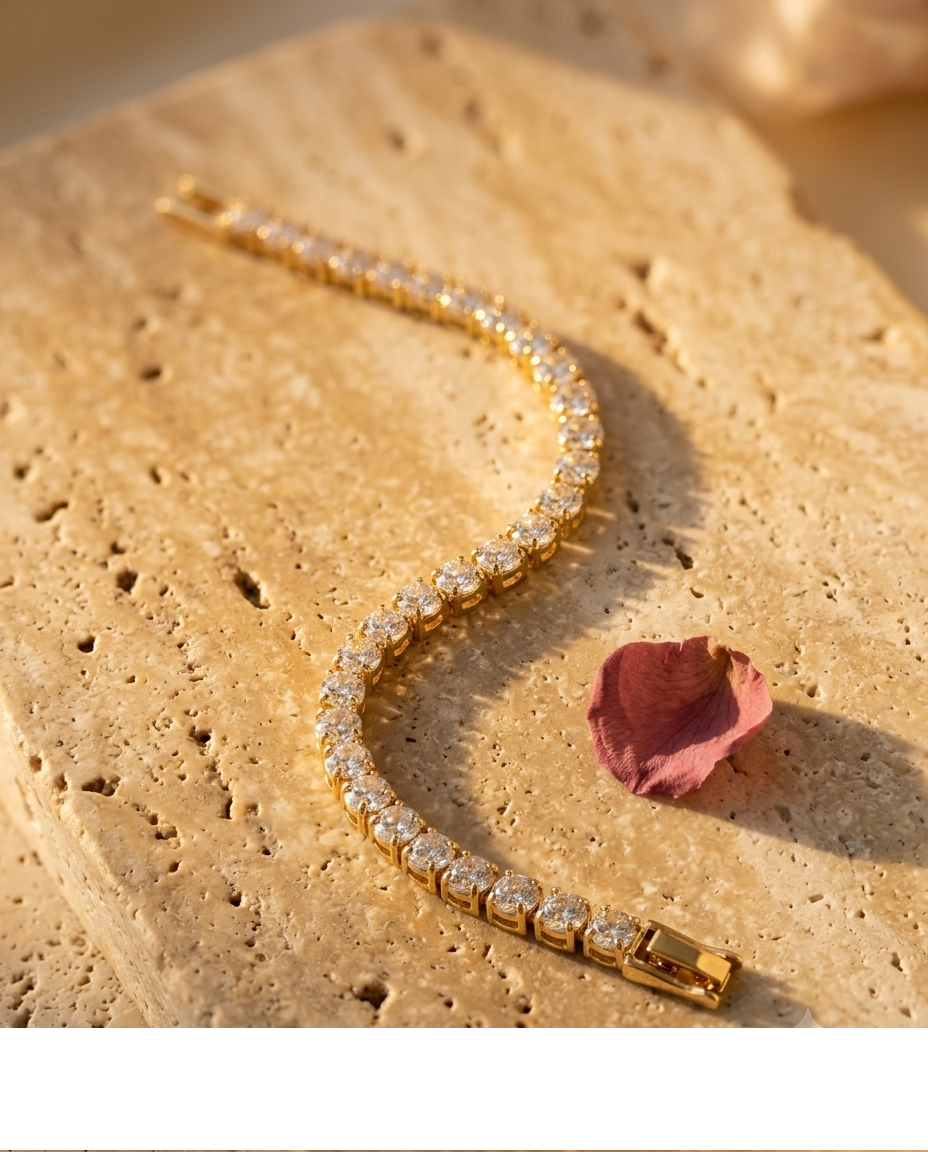 Gold Crystal Tennis Bracelet