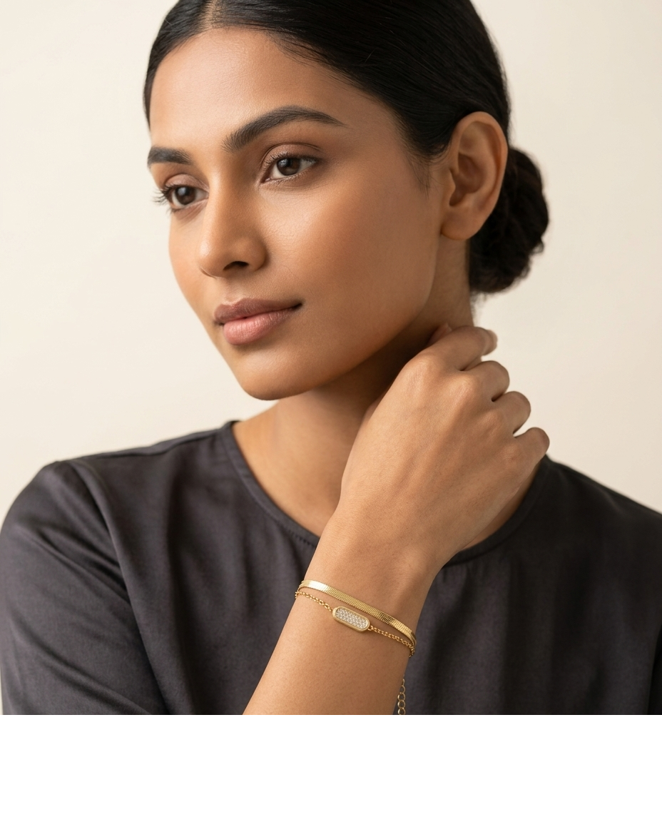 Gold Crystal Bar Adjustable Bracelet