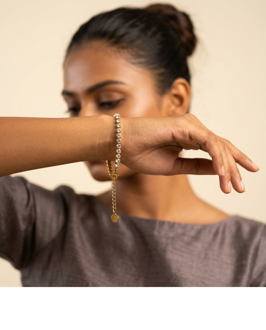 Gold-Tone Crystal Tennis Bracelet for Women
