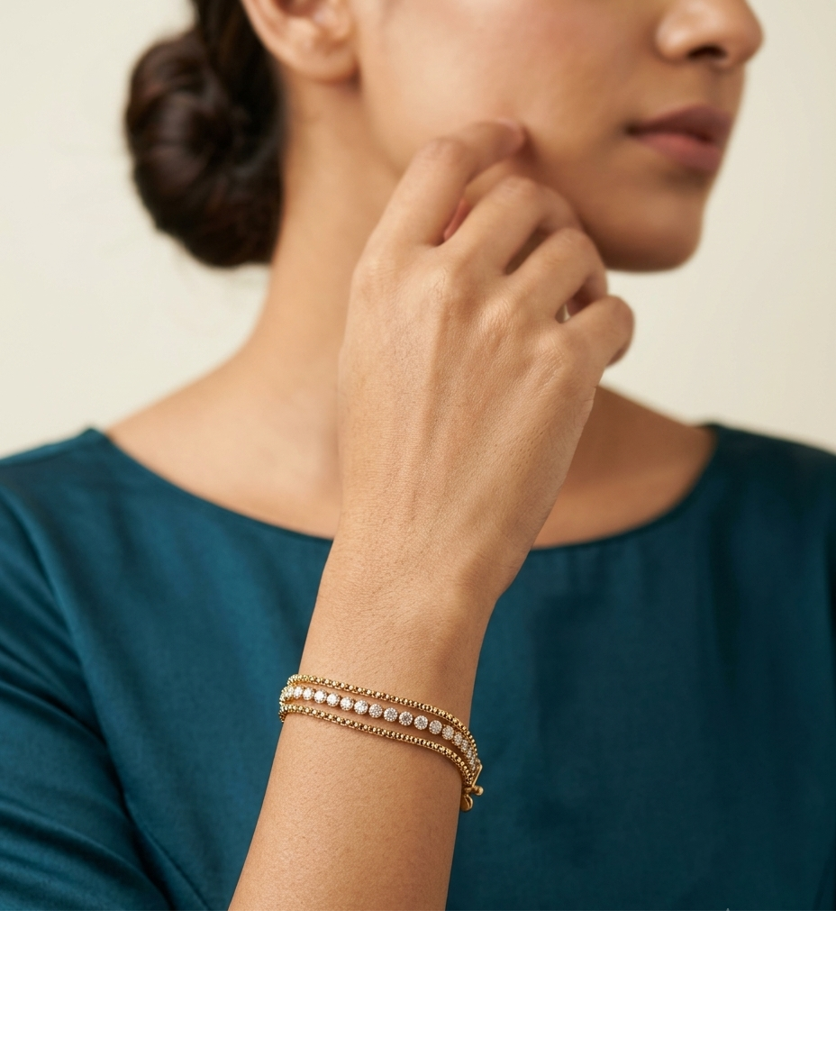 Double Chain Crystal Tennis Bracelet