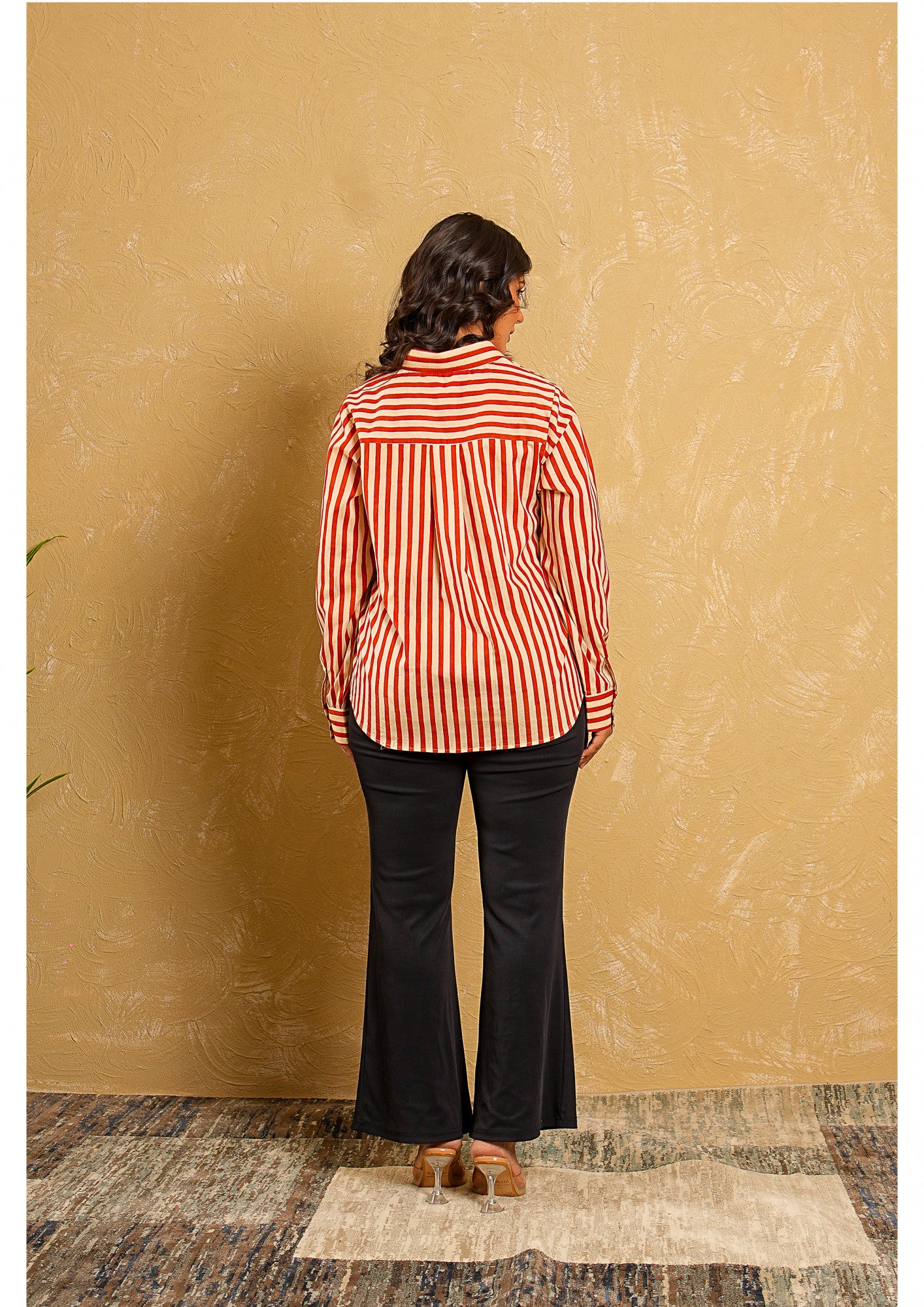 Desert Dabu Terracotta & Beige Stripes Shirt
