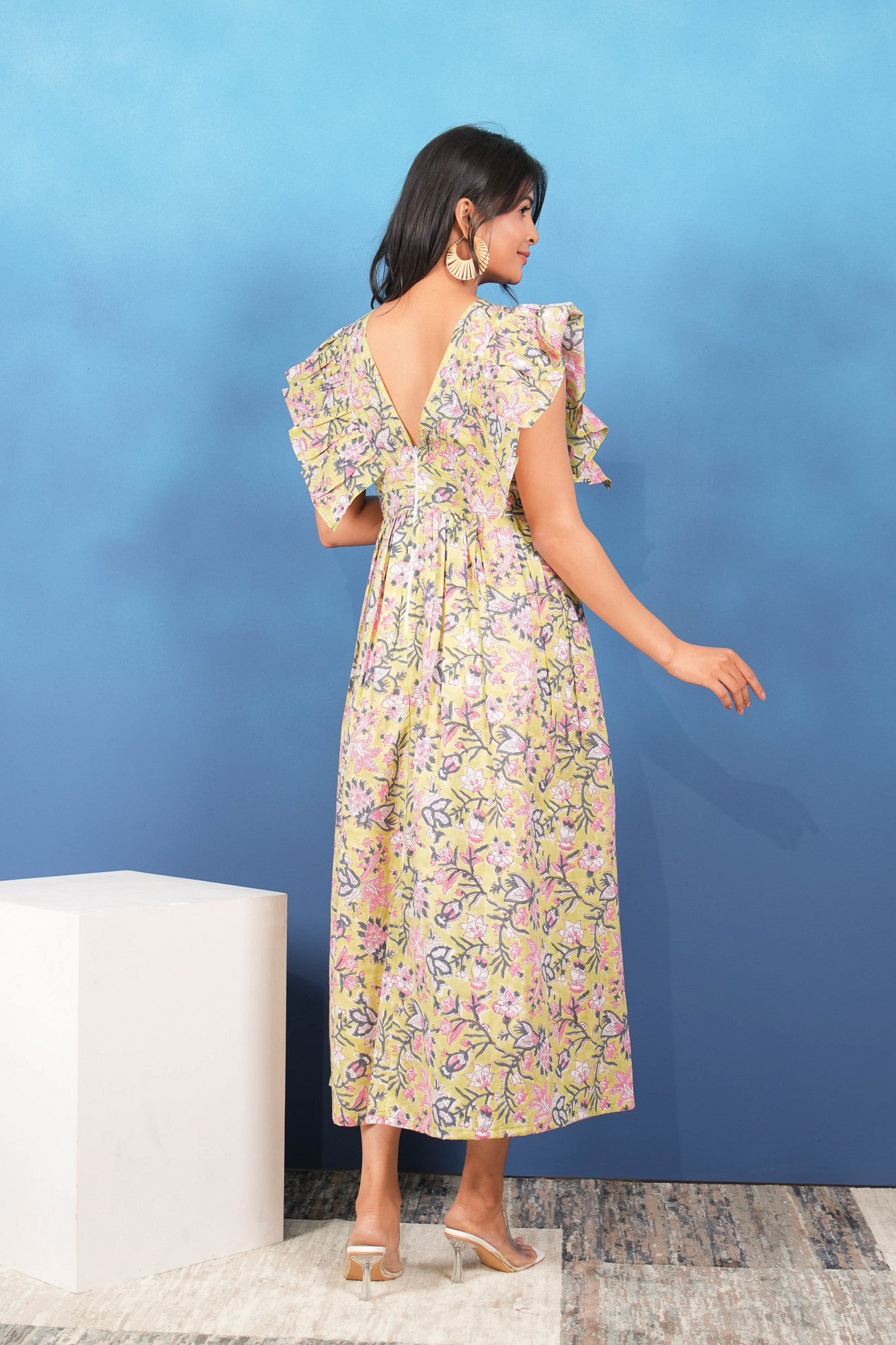 Gulnaar Symphony Handblock Printed Cotton Dress