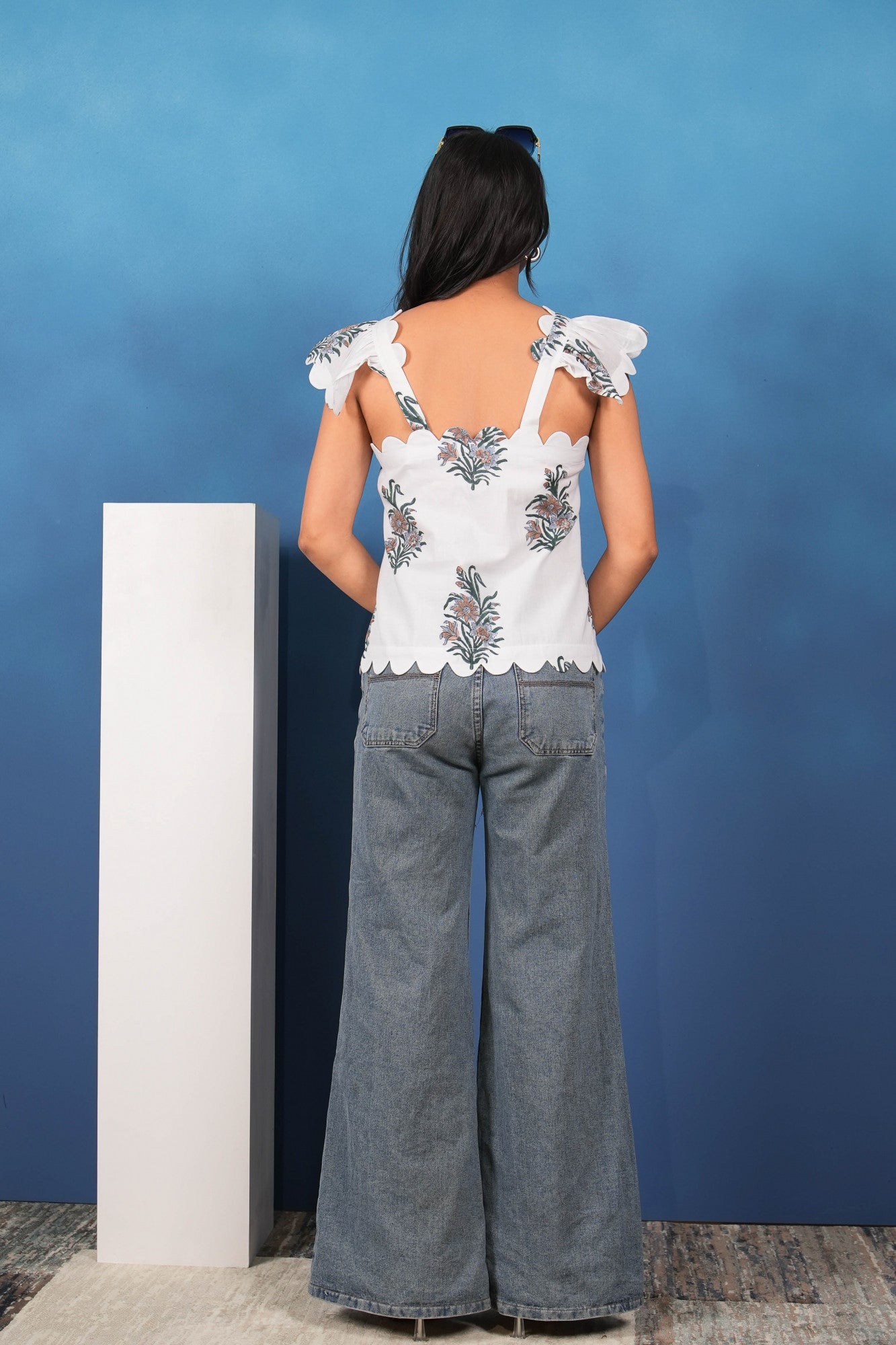 Whispering Petals Scallop Top