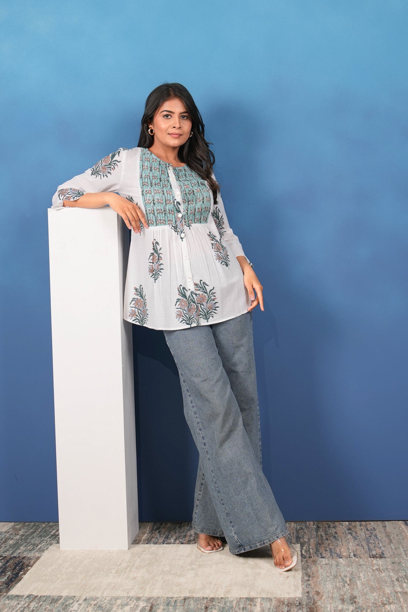 Meadow Mist Pintuck Kurta Top
