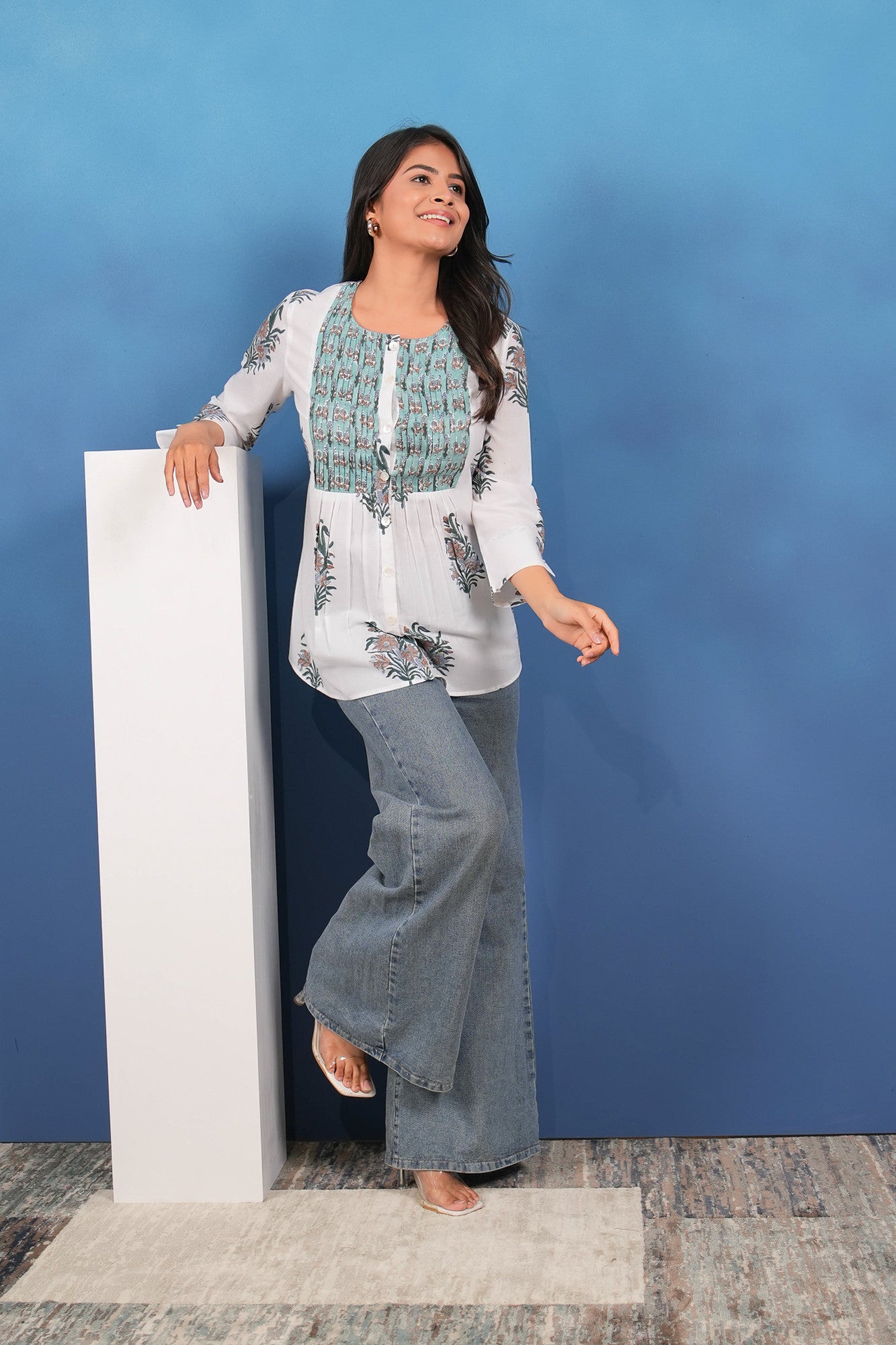 Meadow Mist Pintuck Kurta Top