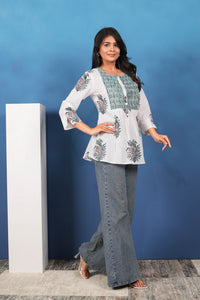 Meadow Mist Pintuck Kurta Top