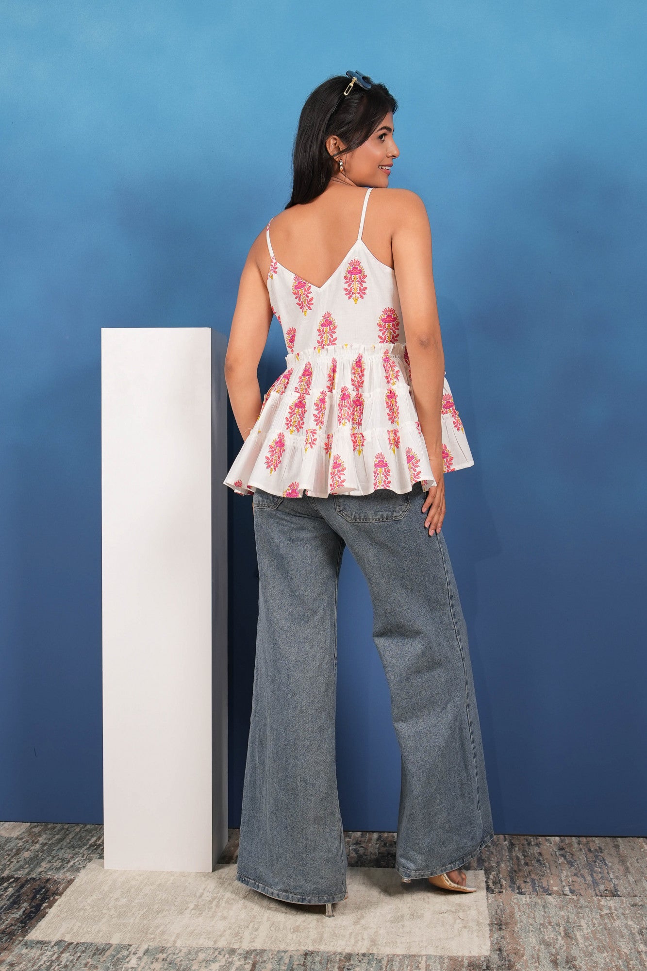 Pink Sorbet Flare lace Printed Sleeveless Top
