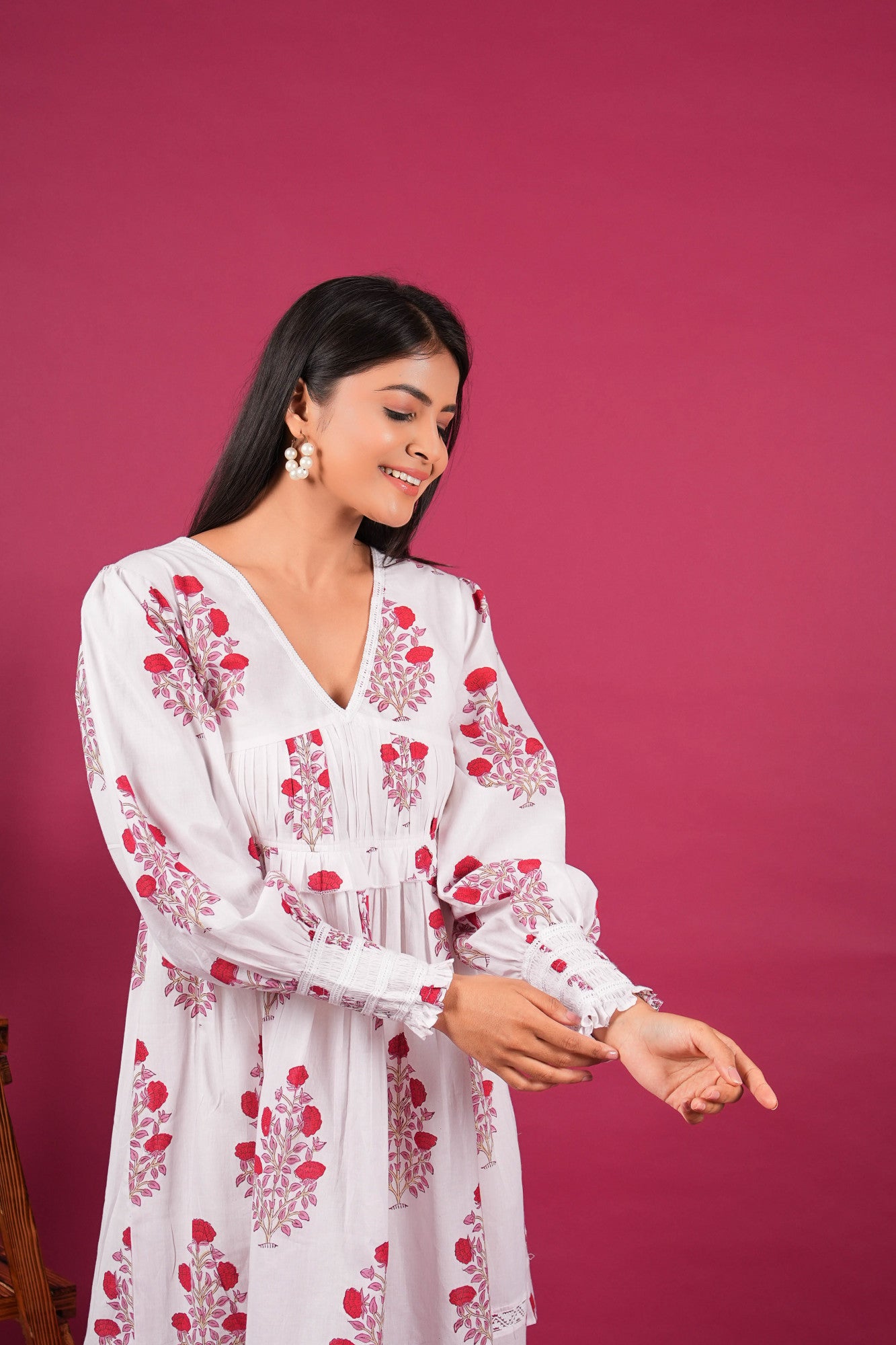 Gulaabo Garden Handblock Floral Dress