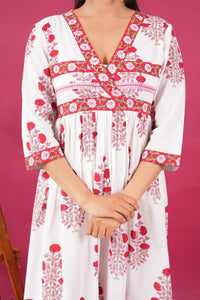 Meher Angrakha Midi Length Handblock Printed Dress