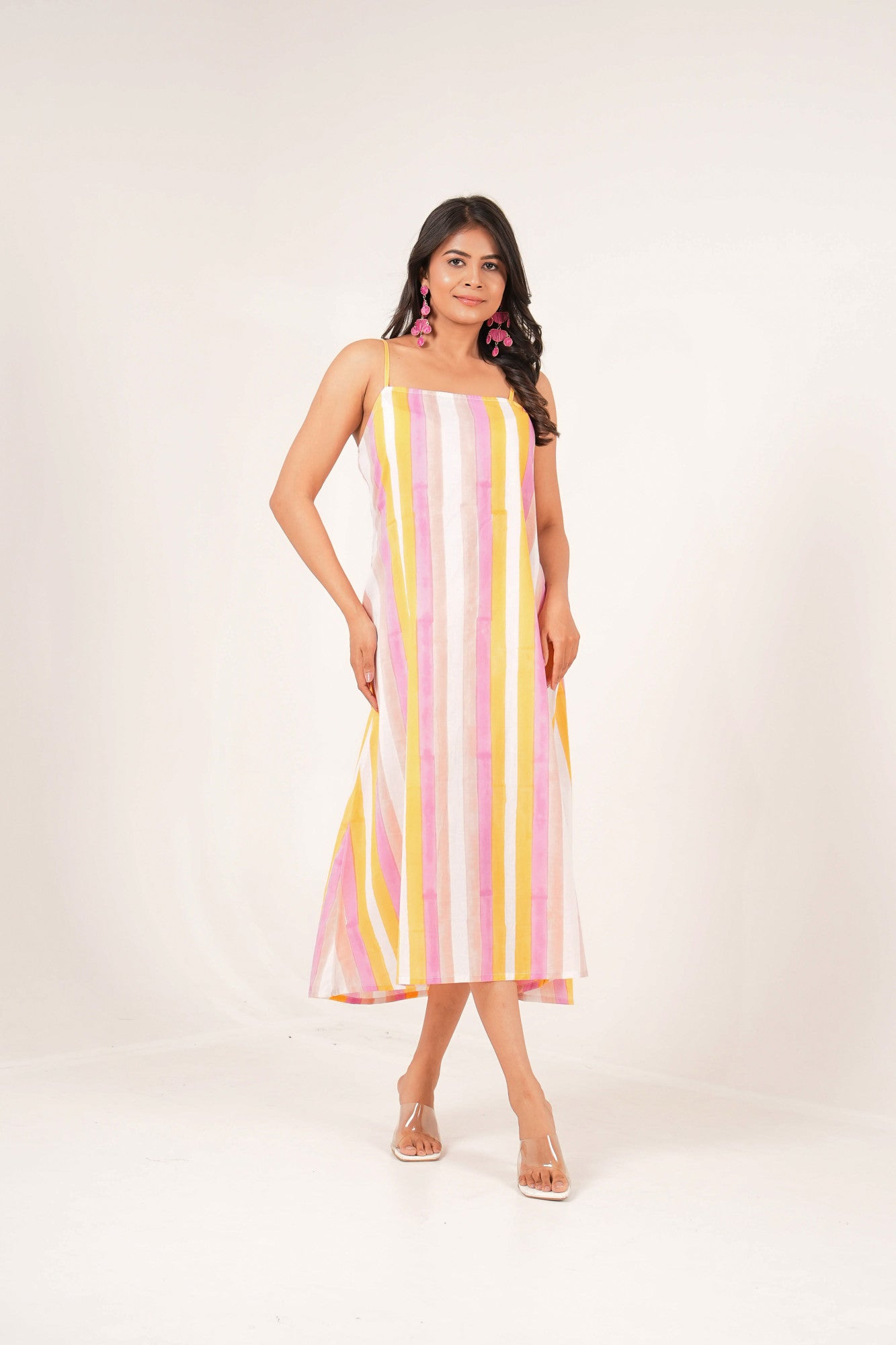 Popsicle Handblock Printed Colorful Slip Dress