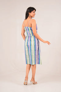 Pastel Popsicle Handblock Printed Stripe Dress