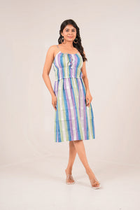Pastel Popsicle Handblock Printed Stripe Dress