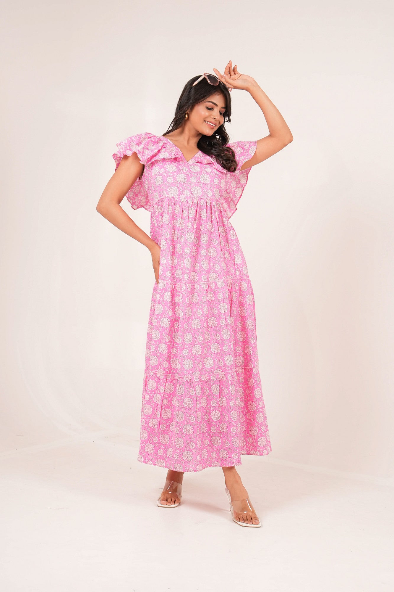 Pink Poppy Reverie Pink Floral Printed Maxi Dress