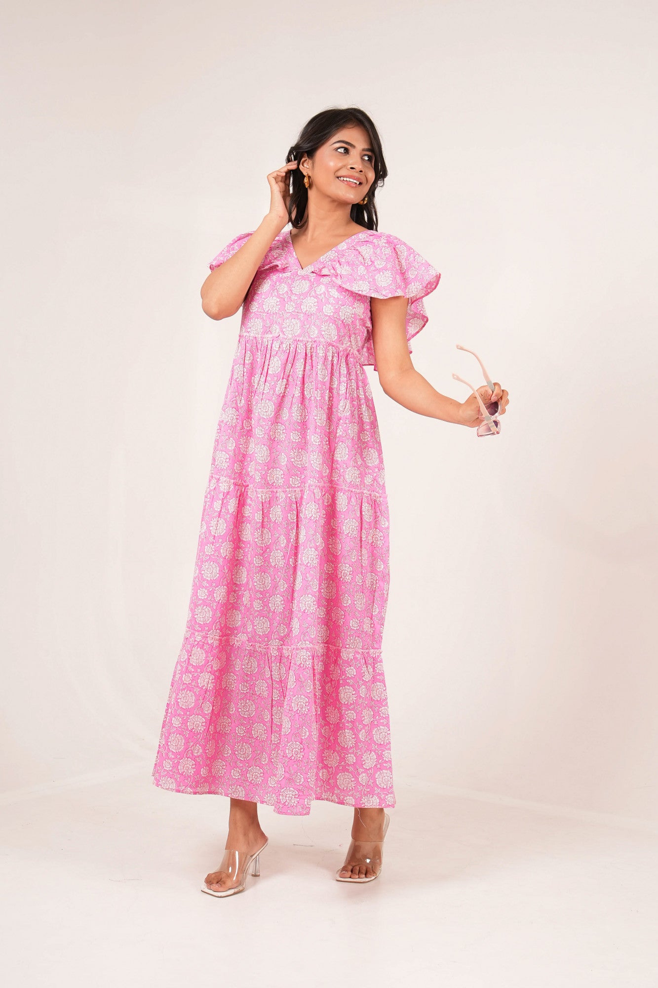 Pink Poppy Reverie Pink Floral Printed Maxi Dress
