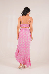 Rosé Riviera Pink Floral Printed Wrap Co-ord Set