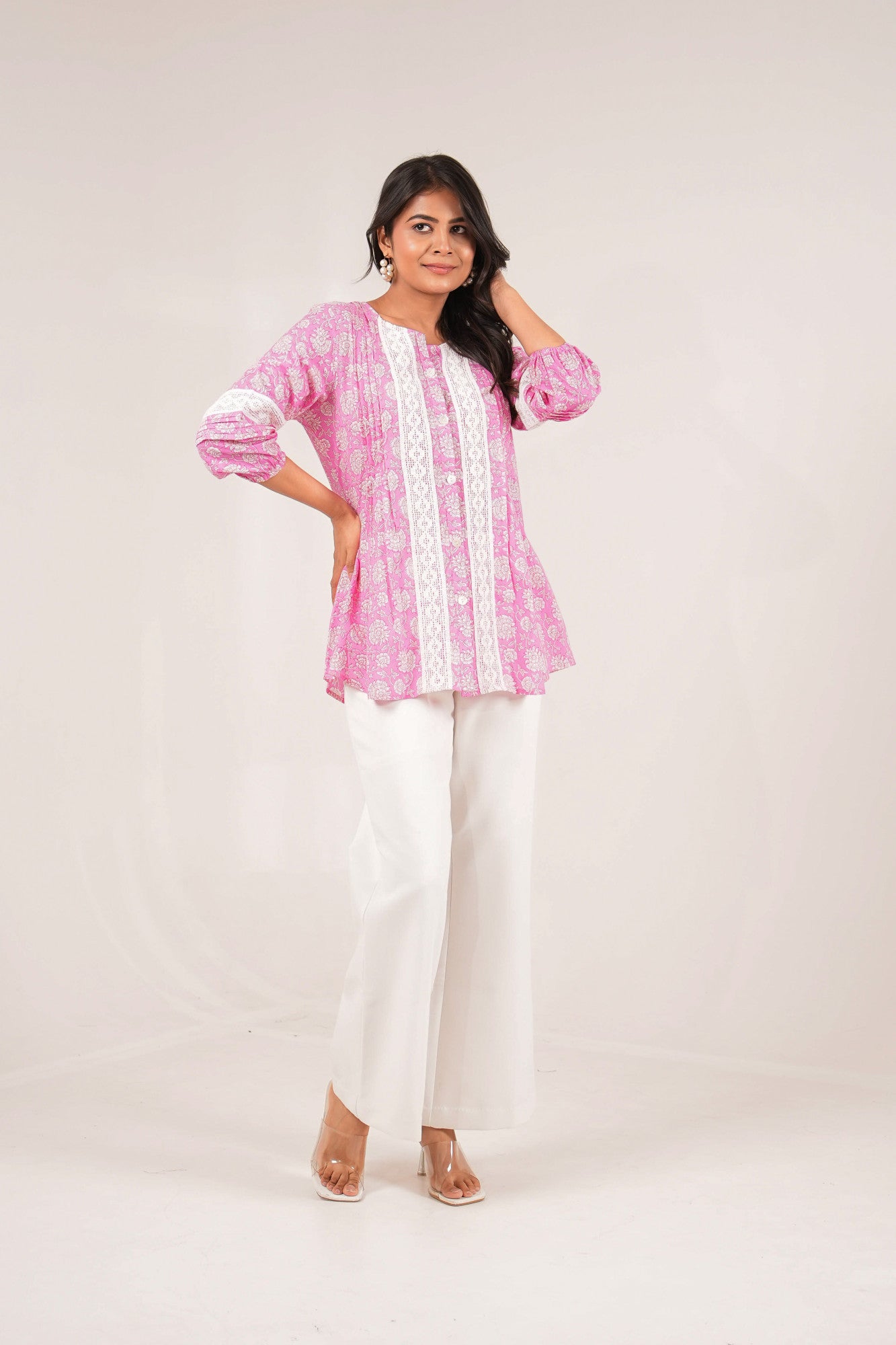 Gulabo Grace Pintuck Floral Printed Full Sleeve Top