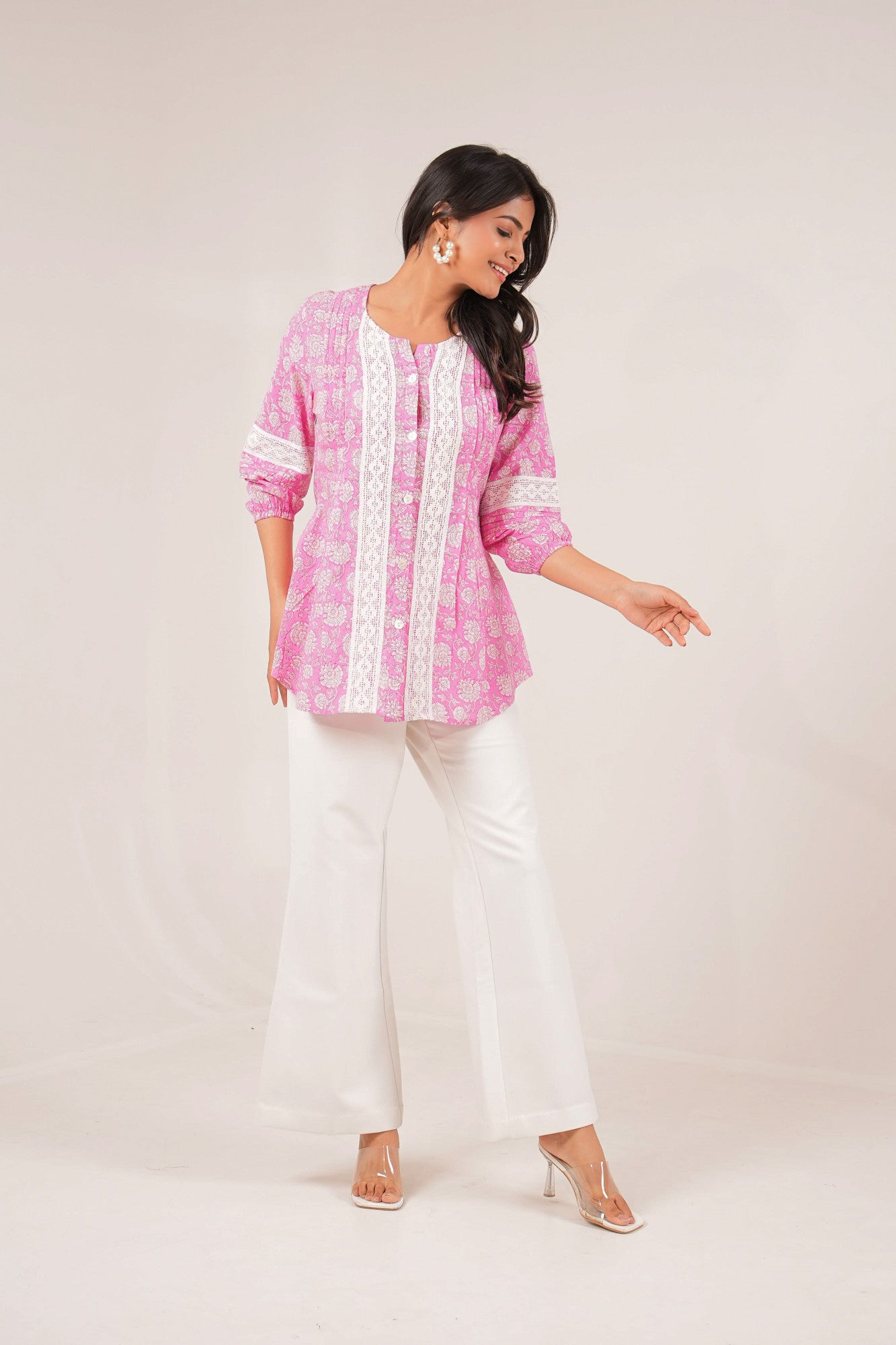 Gulabo Grace Pintuck Floral Printed Full Sleeve Top
