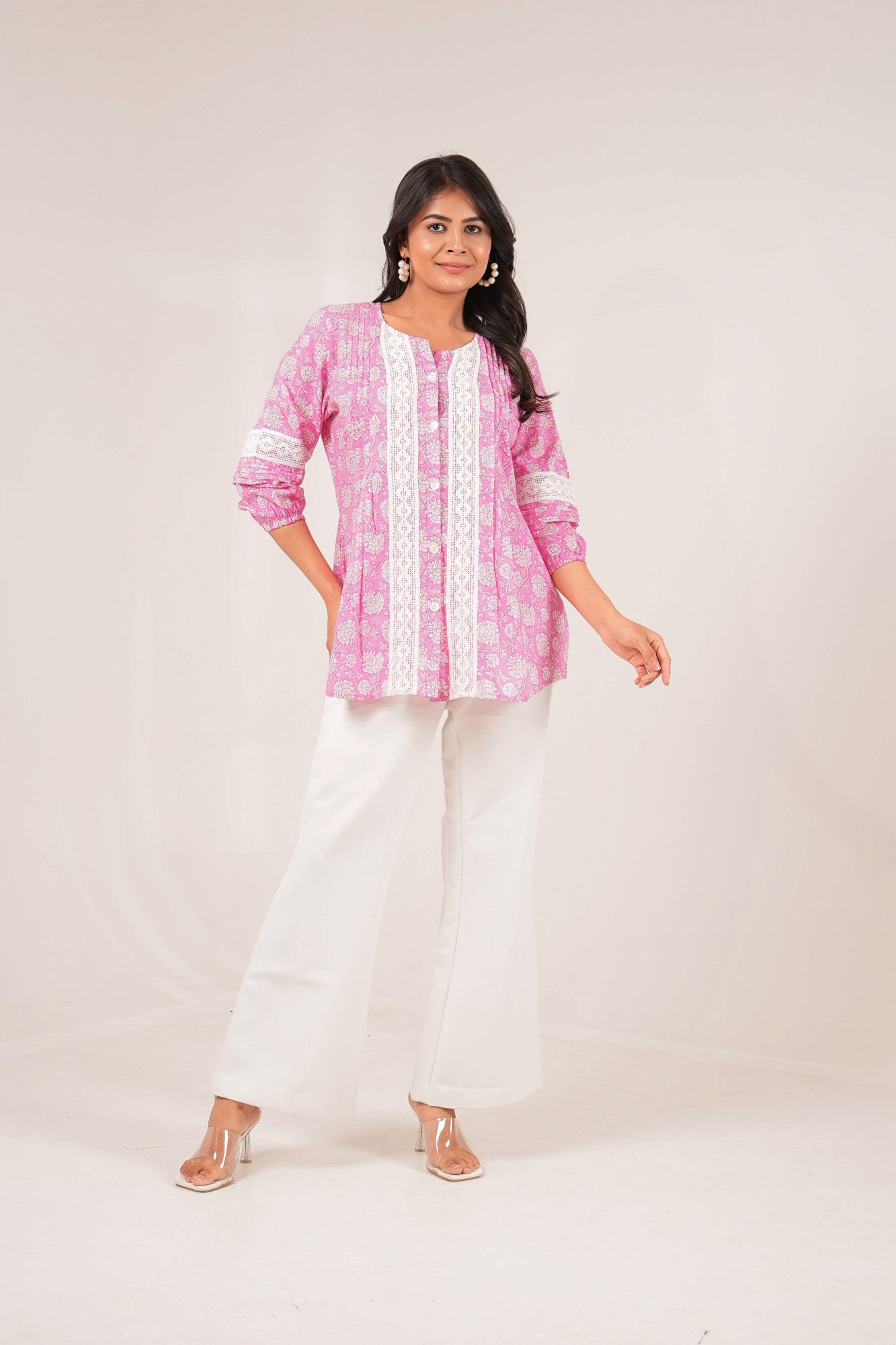 Gulabo Grace Pintuck Floral Printed Full Sleeve Top