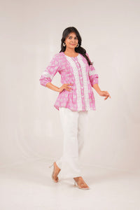 Gulabo Grace Pintuck Floral Printed Full Sleeve Top