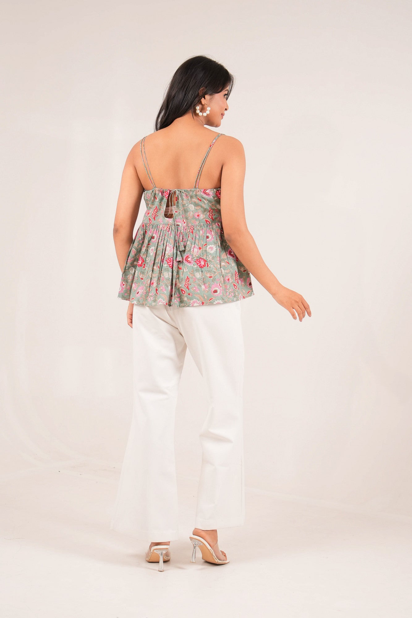 Gulbahar Strappy Floral Jaal Printed Top