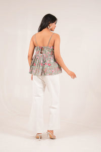Gulbahar Strappy Floral Jaal Printed Top