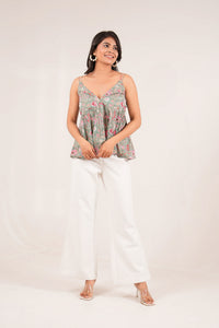 Gulbahar Strappy Floral Jaal Printed Top