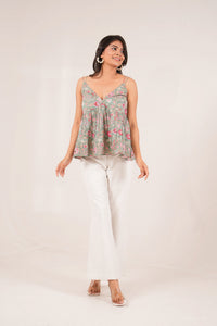 Gulbahar Strappy Floral Jaal Printed Top