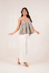 Gulbahar Strappy Floral Jaal Printed Top
