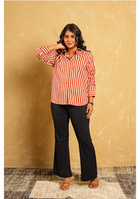 Desert Dabu Terracotta & Beige Stripes Shirt