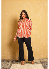 Desert Dabu Terracotta & Beige Stripes Shirt