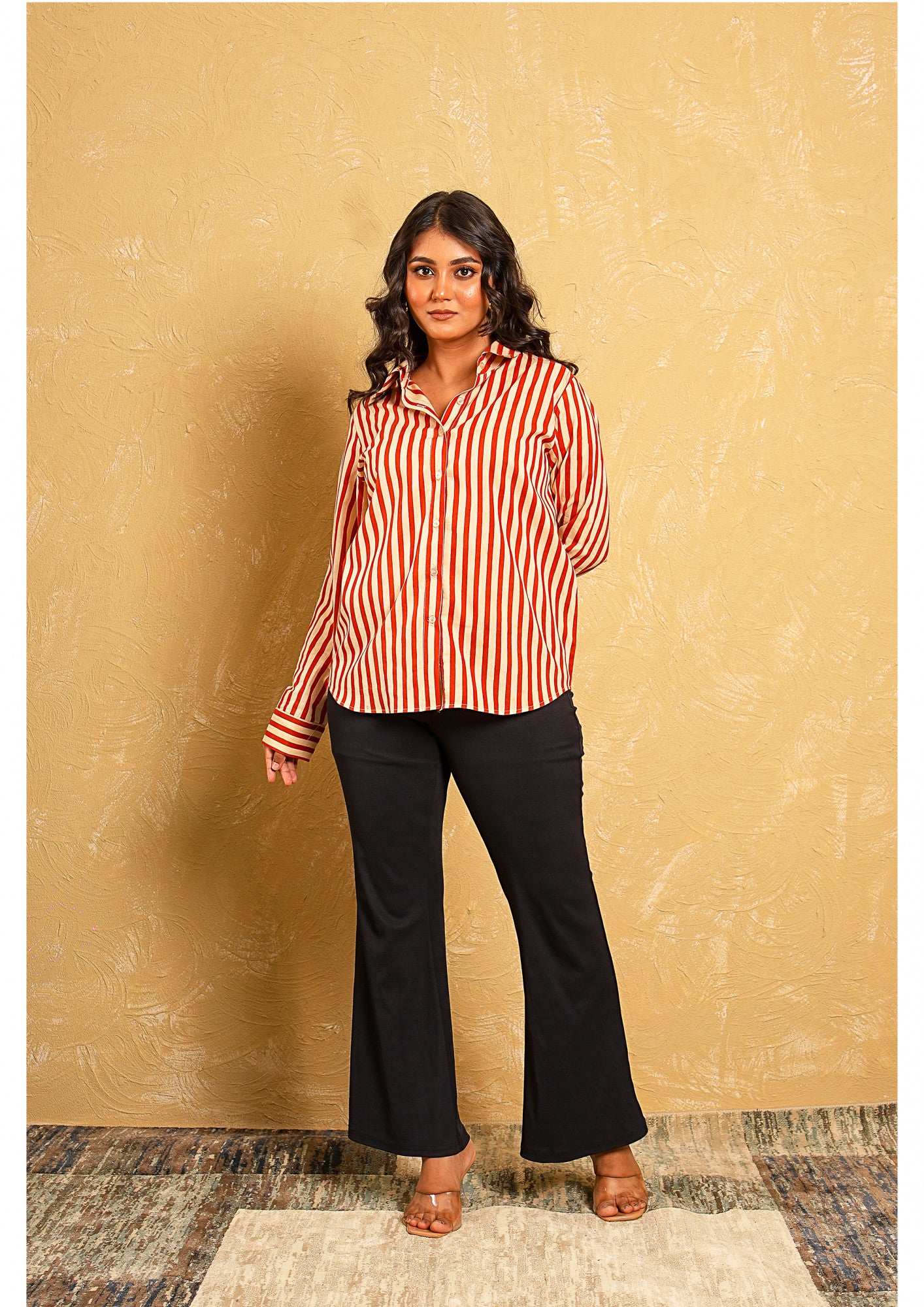 Desert Dabu Terracotta & Beige Stripes Shirt