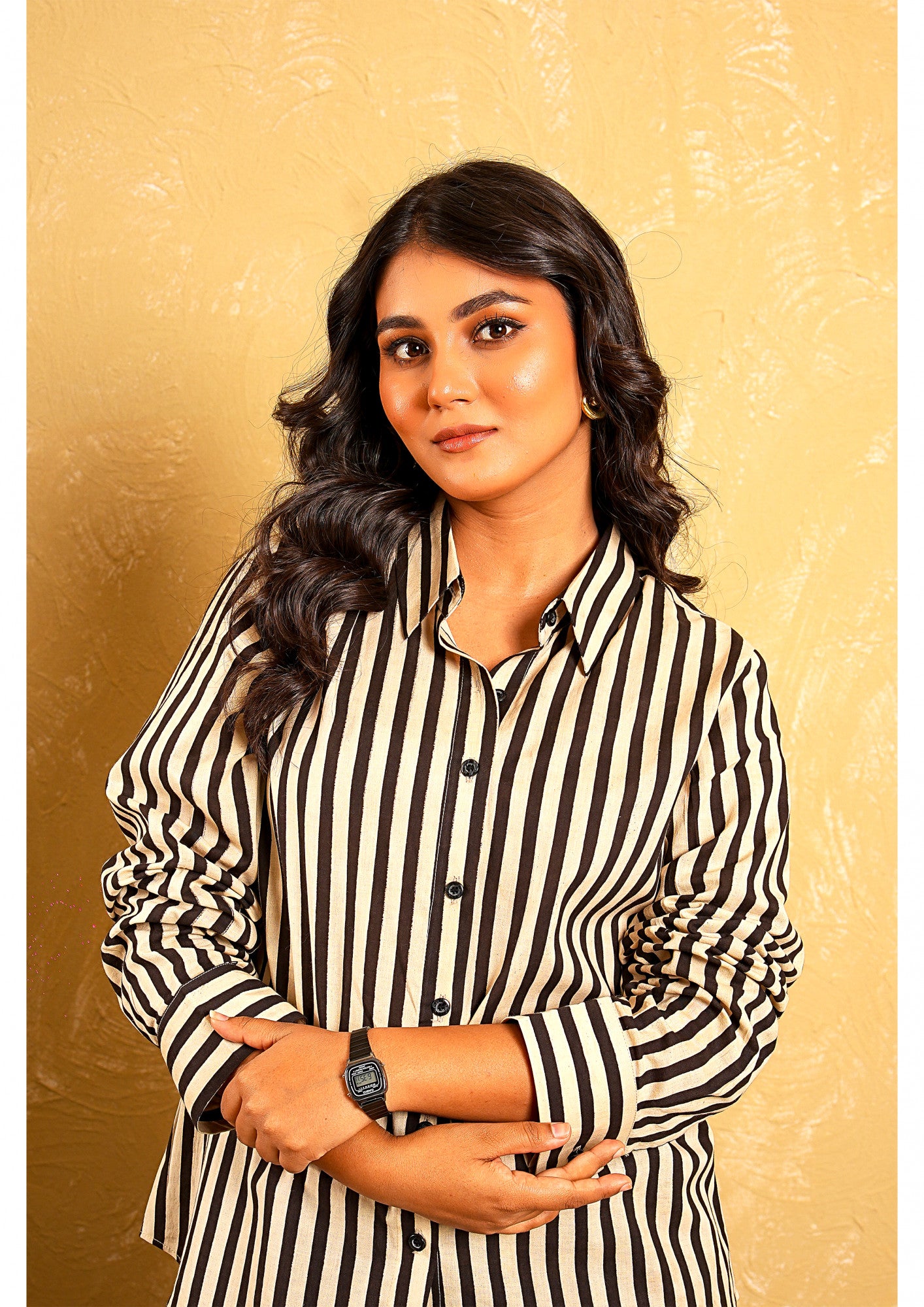 Desert Dabu Black And Beige Stripes Shirt