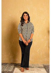 Desert Dabu Black And Beige Stripes Shirt