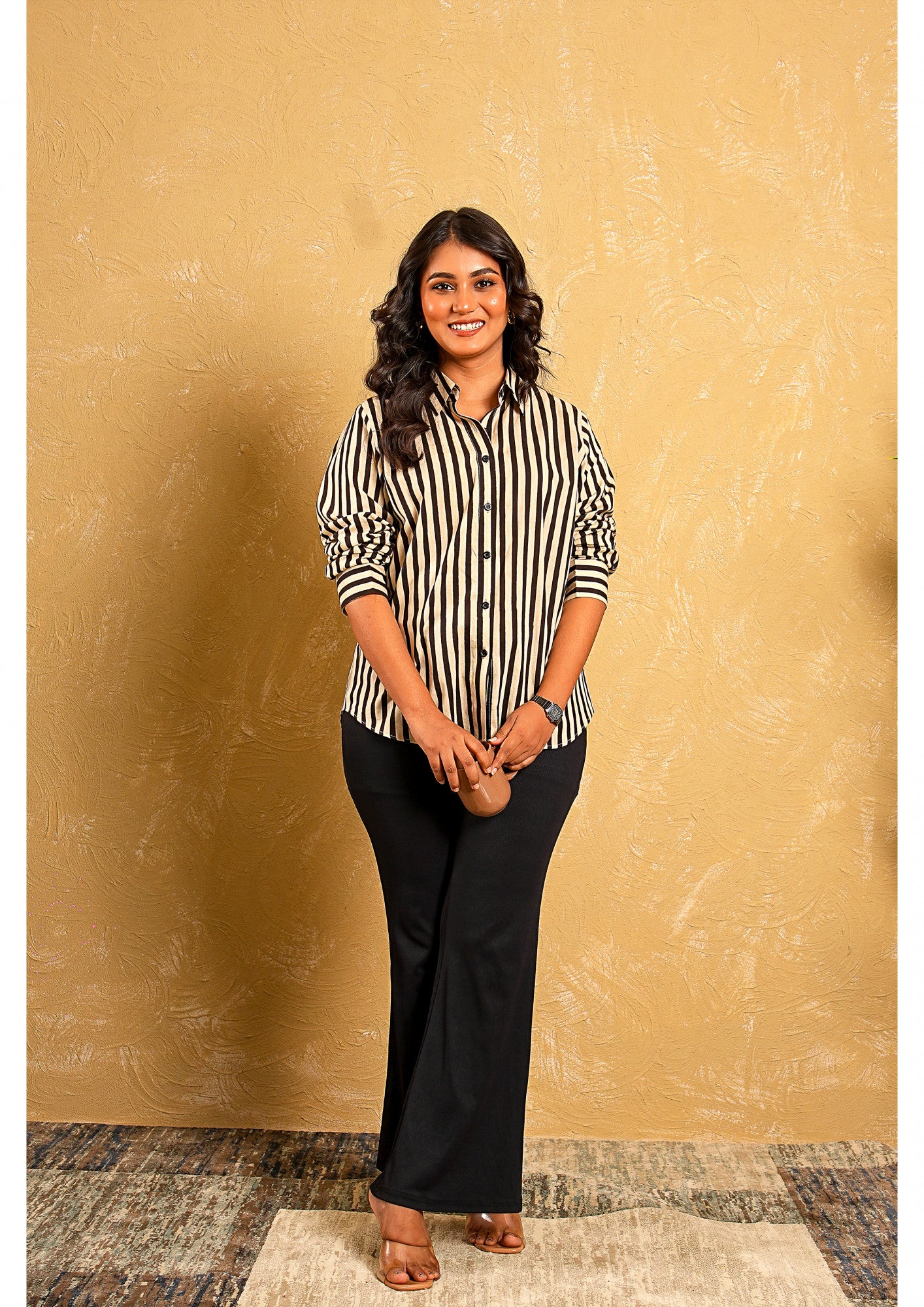 Desert Dabu Black And Beige Stripes Shirt