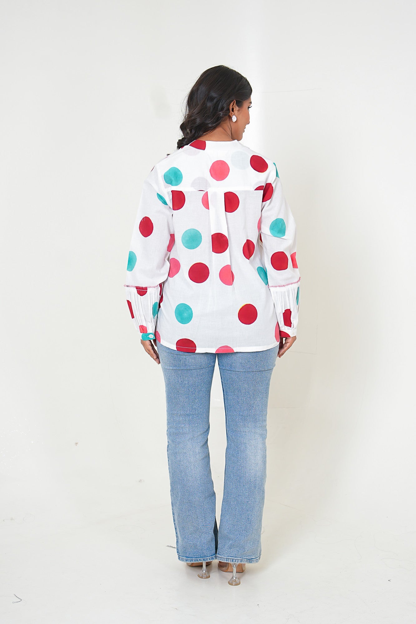Dots and Dreams Polka Dots Handblock Printed Cotton Shirt
