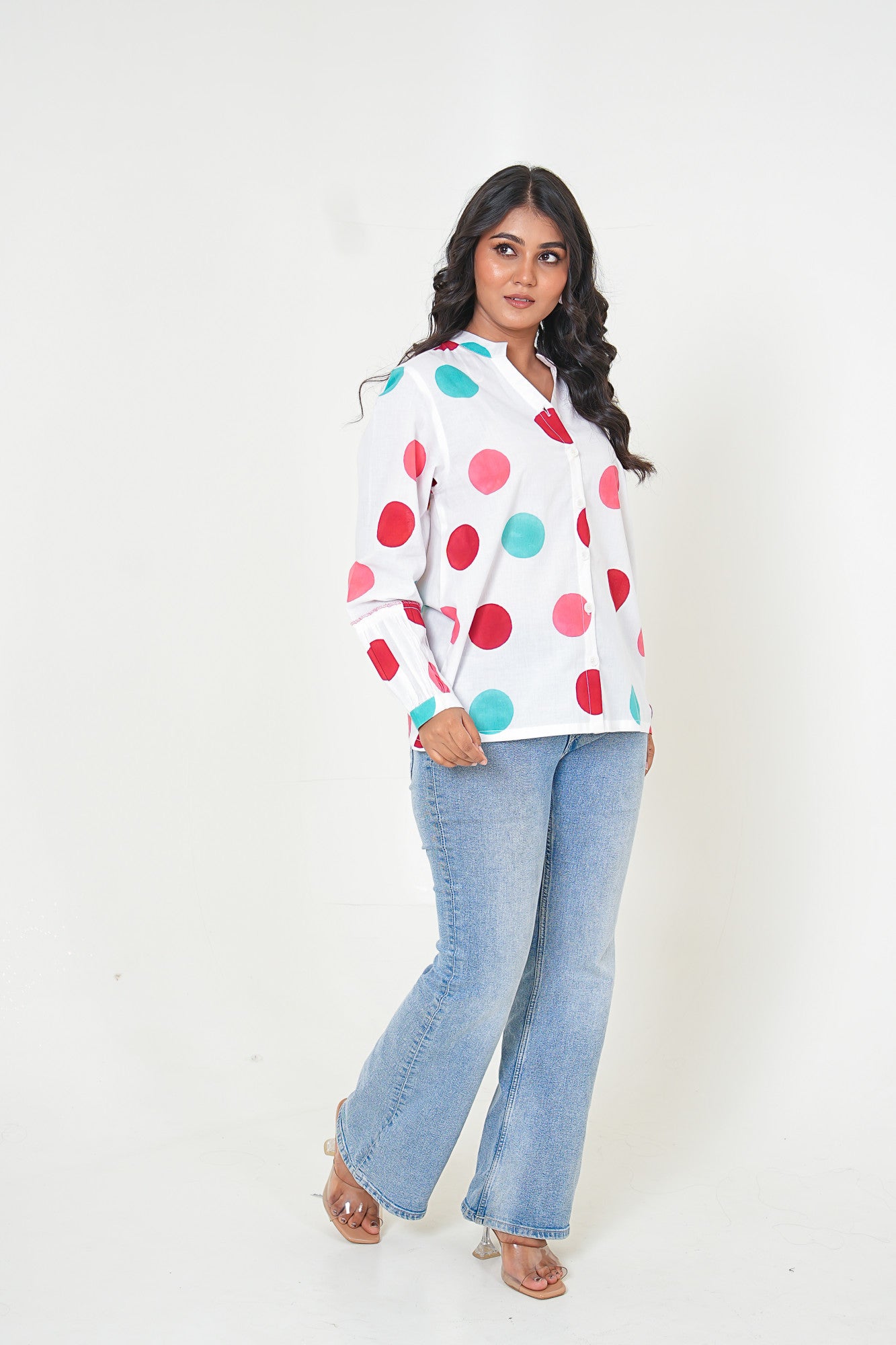 Dots and Dreams Polka Dots Handblock Printed Cotton Shirt