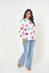 Dots and Dreams Polka Dots Handblock Printed Cotton Shirt