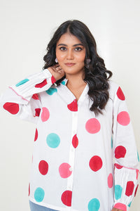 Dots and Dreams Polka Dots Handblock Printed Cotton Shirt