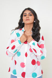 Dots and Dreams Polka Dots Handblock Printed Cotton Shirt