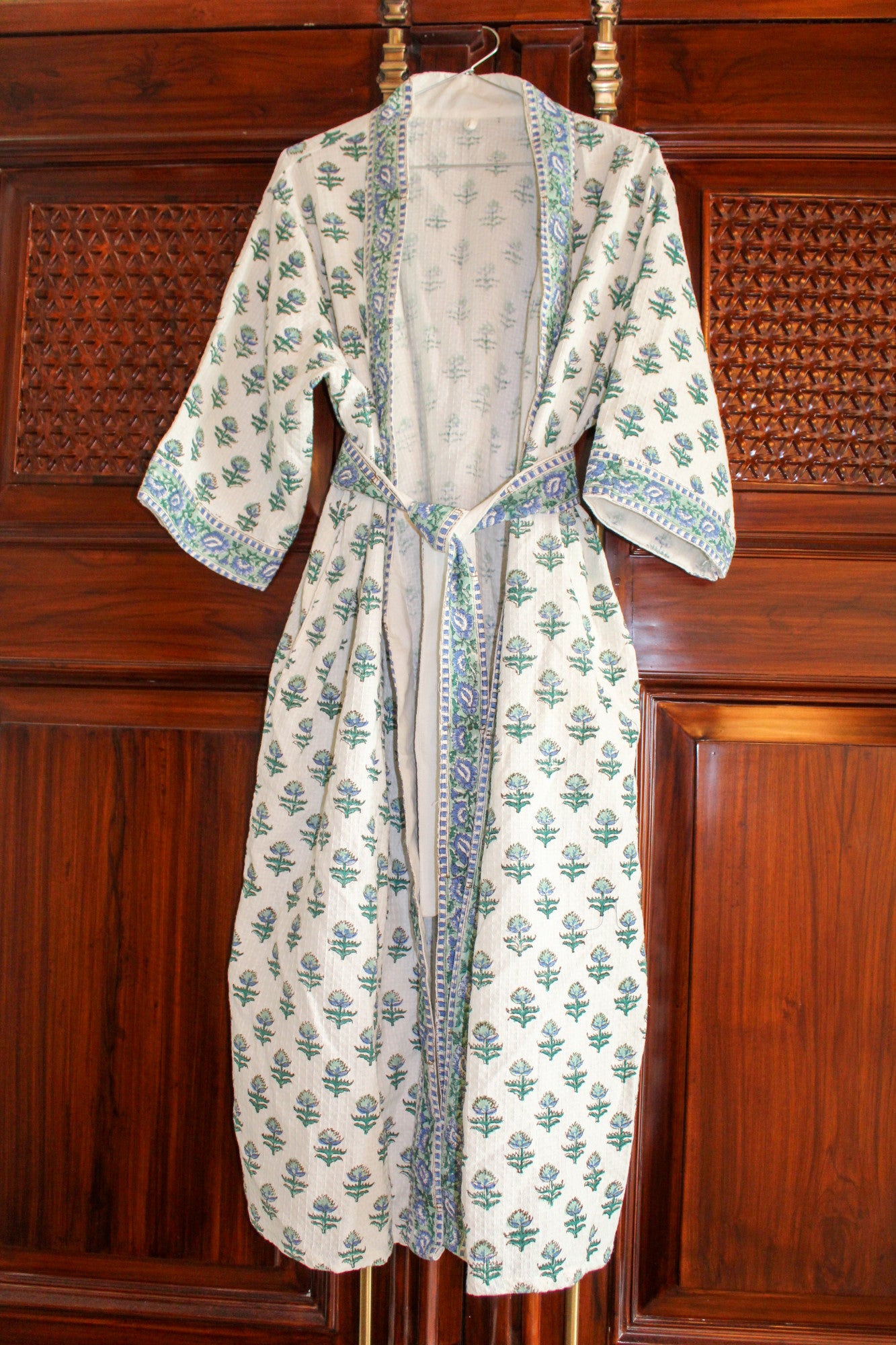 Blue Blossom Cotton Bathrobe