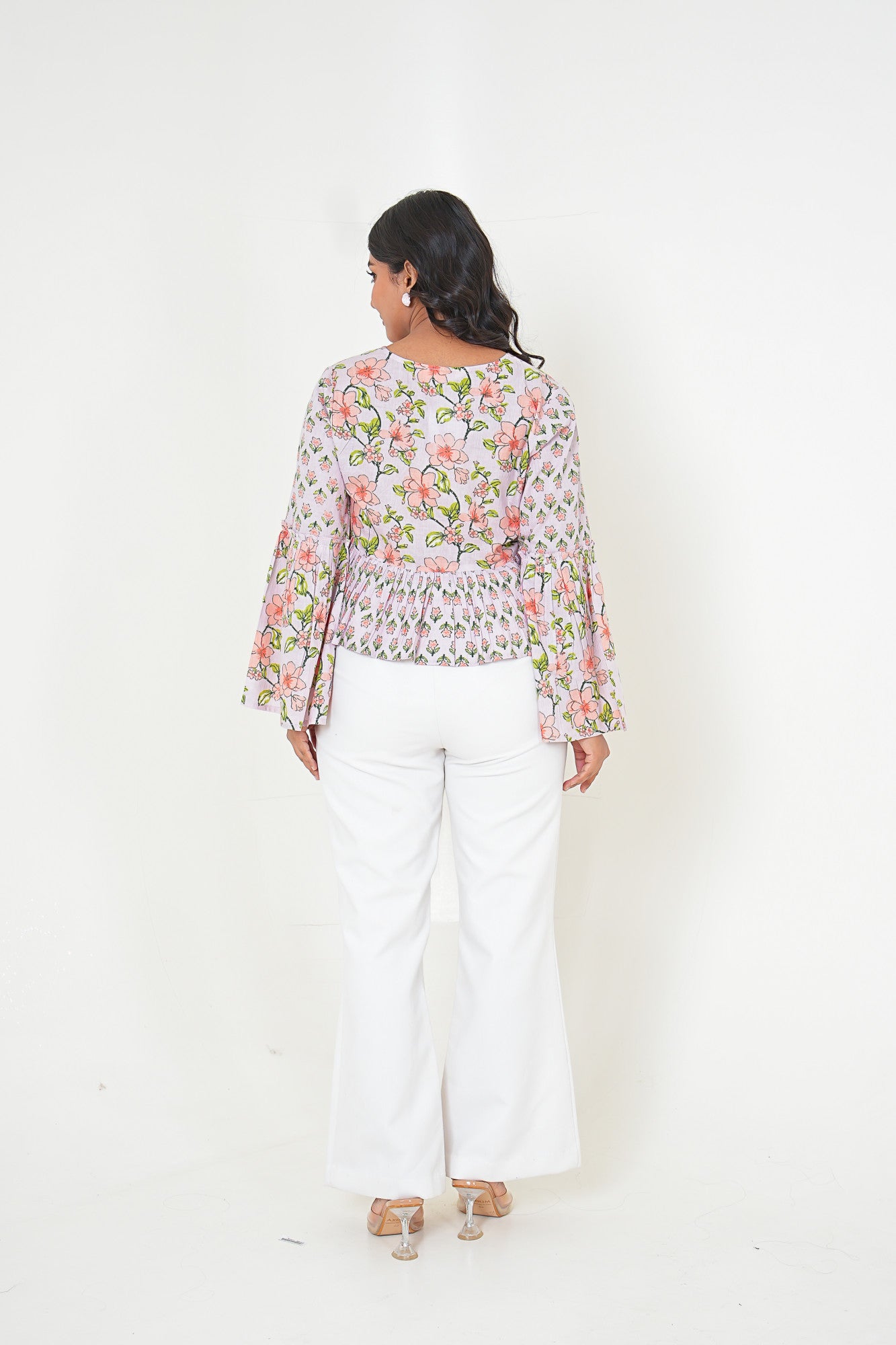Blush Bloom Flare Printed Cotton Top