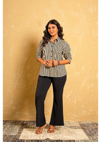 Desert Dabu Black And Beige Stripes Shirt