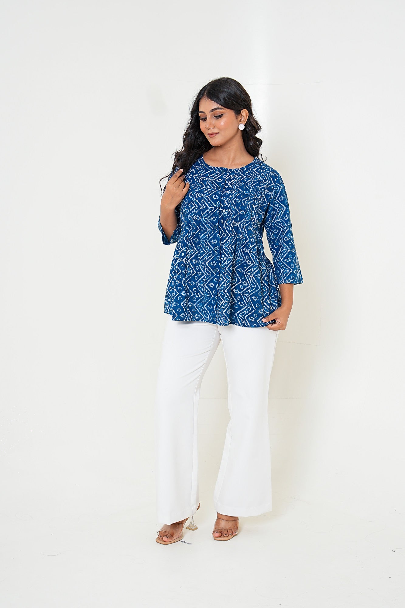 Indigo Rhythm Handblock Printed Cotton Top
