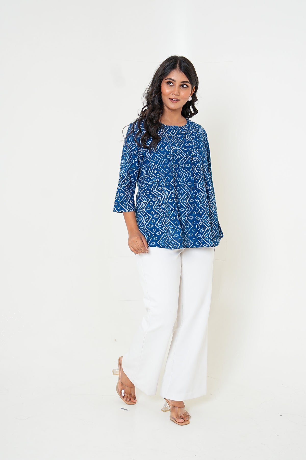 Indigo Rhythm Handblock Printed Cotton Top
