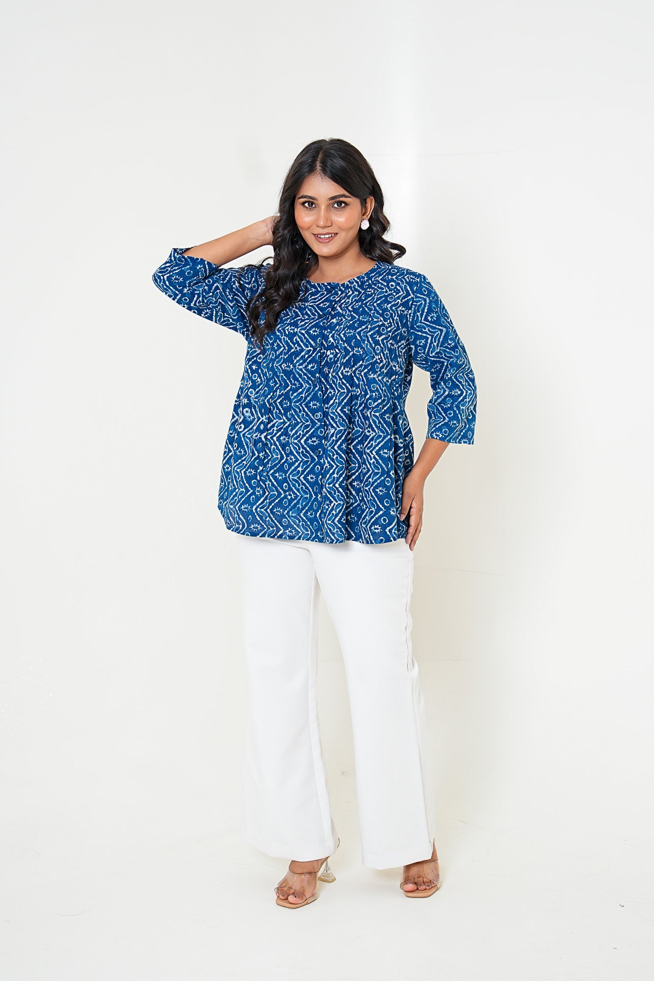 Indigo Rhythm Handblock Printed Cotton Top