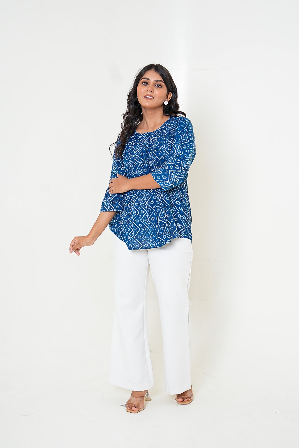 Indigo Rhythm Handblock Printed Cotton Top