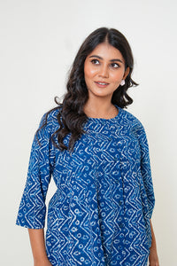 Indigo Rhythm Handblock Printed Cotton Top