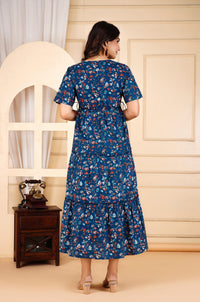 Midnight Meadow Cotton Maxi Dress