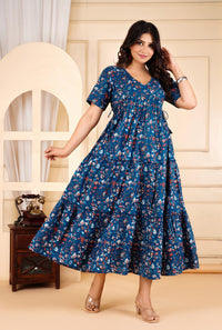 Midnight Meadow Cotton Maxi Dress